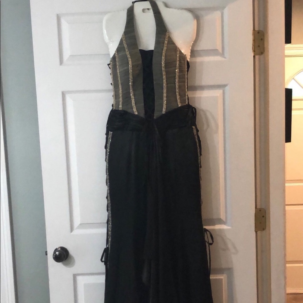 Satin Rouge Black Formal Maxi Sz 10